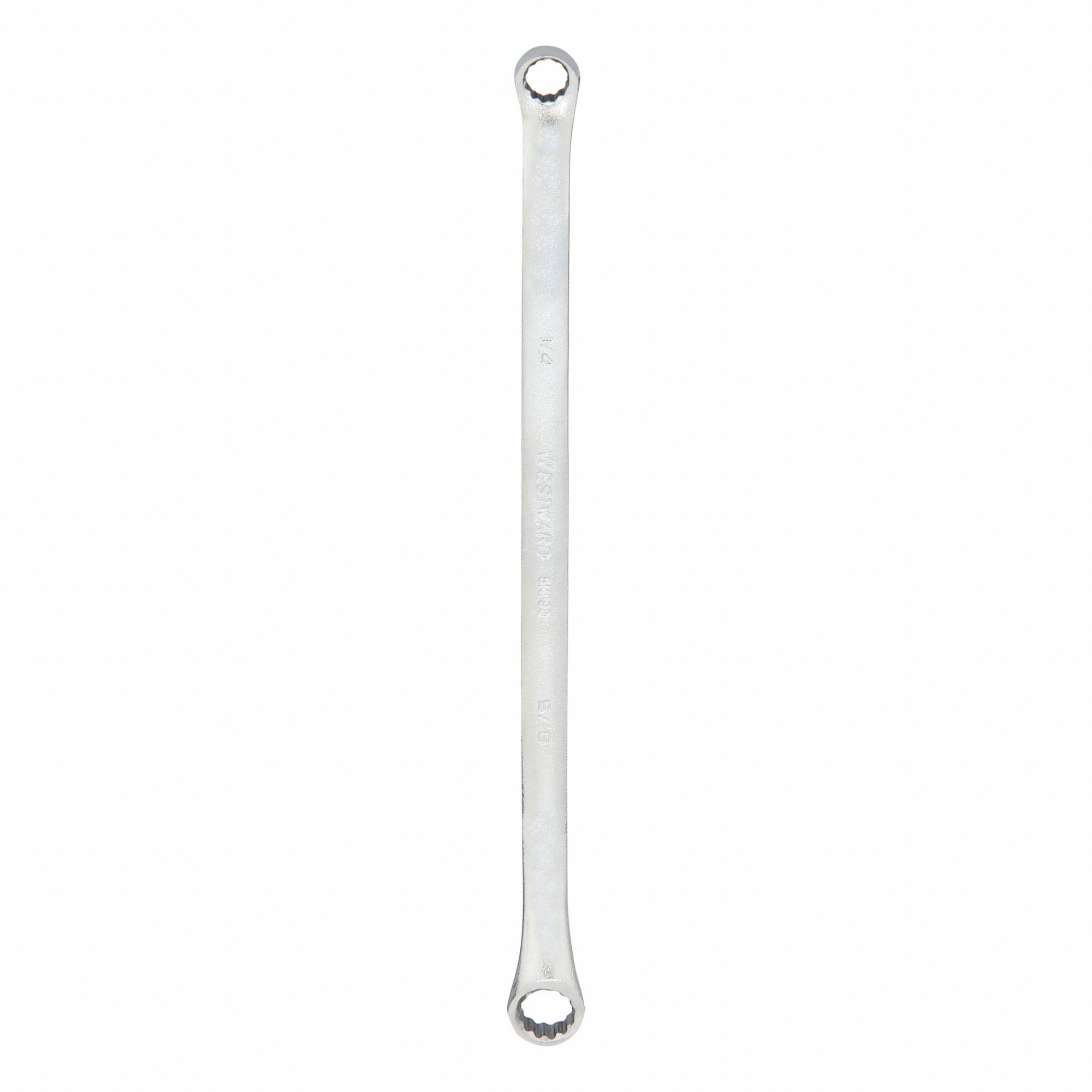 Box End Wrench: Alloy Steel, Satin, 1/4 in_5/16 in Head Size, 6 1/2 in Overall Lg, Offset