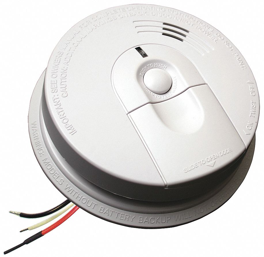 Smoke Alarm: 120V AC/9V, Ionization, Up to 24 Units, 85 dB @ 10 ft, LED Visual Alert