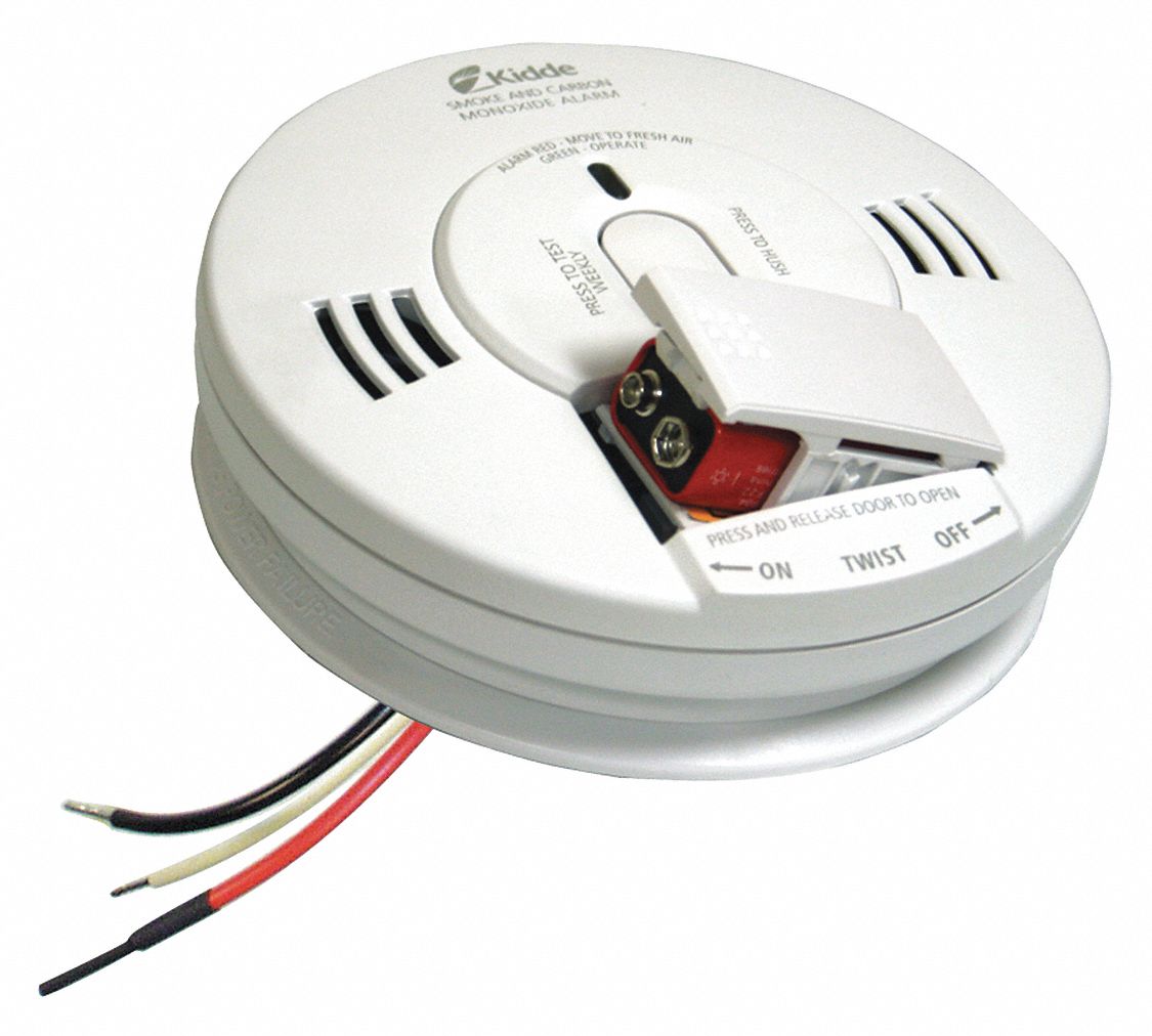 5 3/4 in Carbon Monoxide and Smoke Alarm with 85 dB @ 10 ft Audible Alert; 120V AC, 9V
