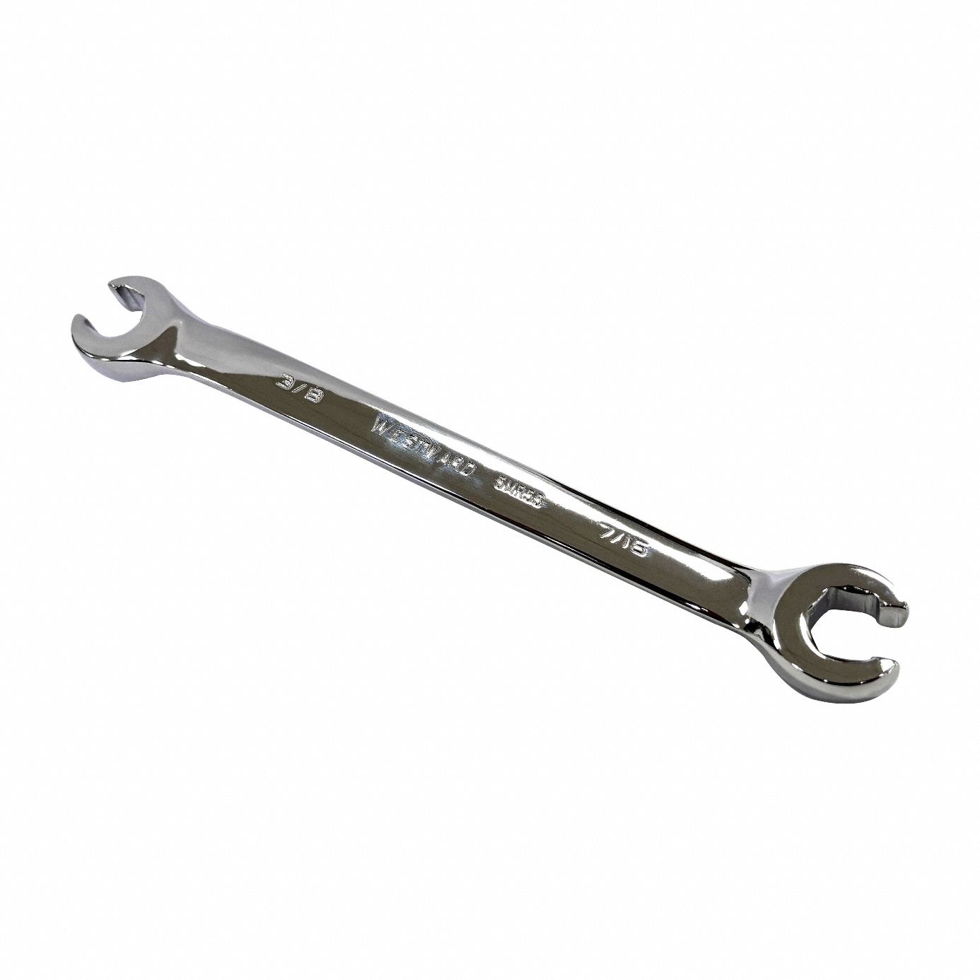 Flare Nut Wrench: Alloy Steel, Polish, 3/8 in_7/16 in Head Size, 6 in Overall Lg