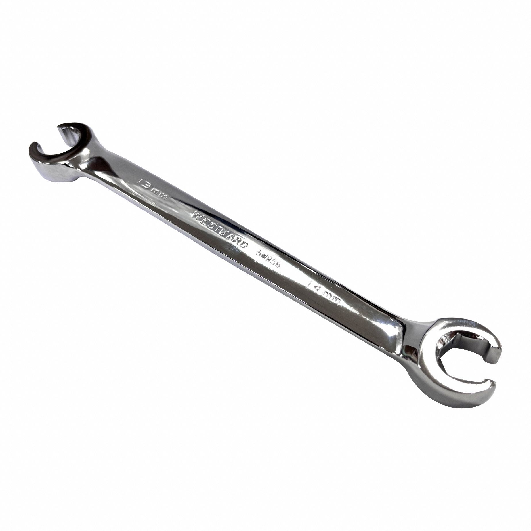 Flare Nut Wrench: Alloy Steel, Polish, 13 mm_14 mm Head Size, 7 in Overall Lg