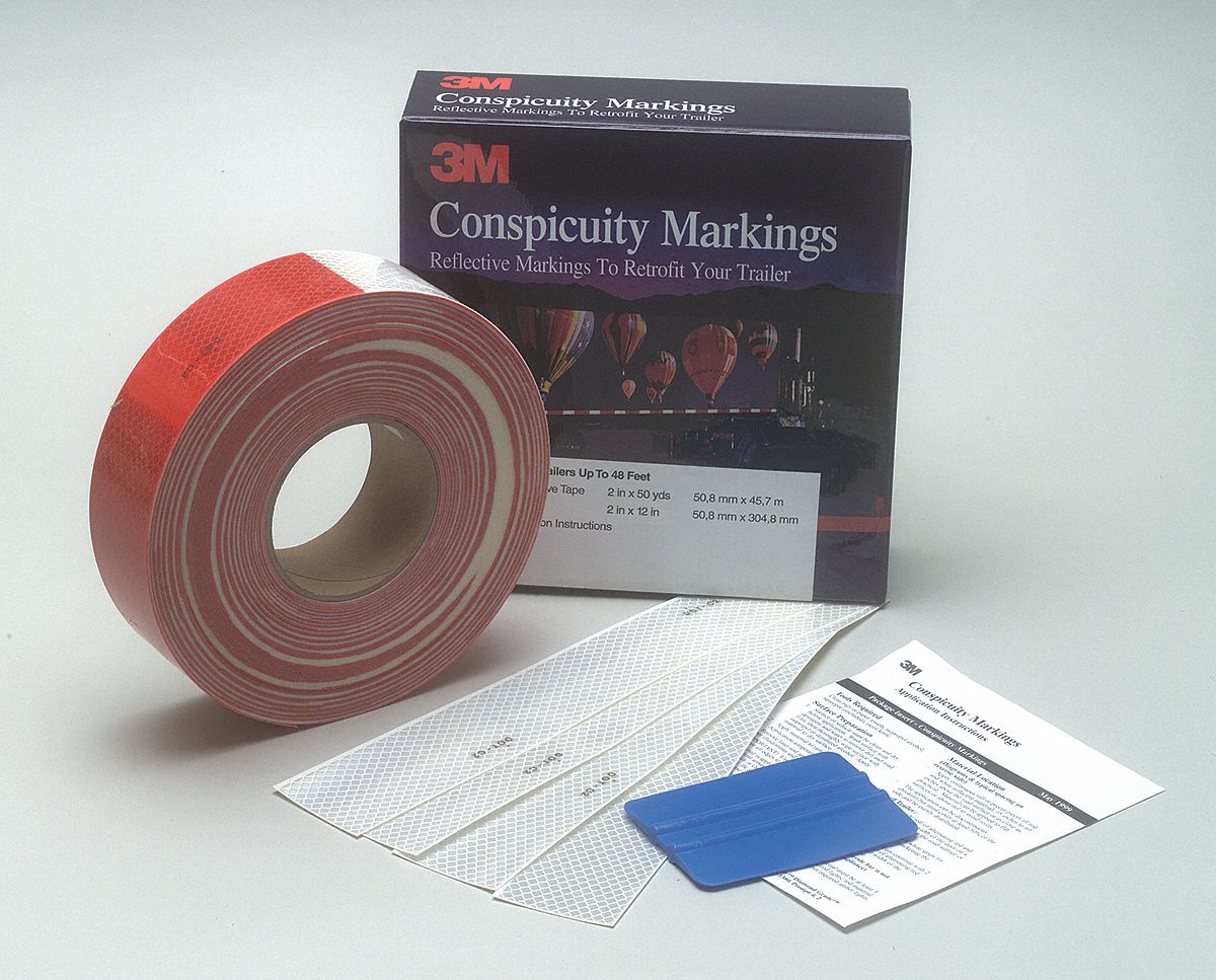 Premium Grade Conspicuity Kit: Marking, Red/White, 2 in Wd, 50 yd Lg, Acrylic