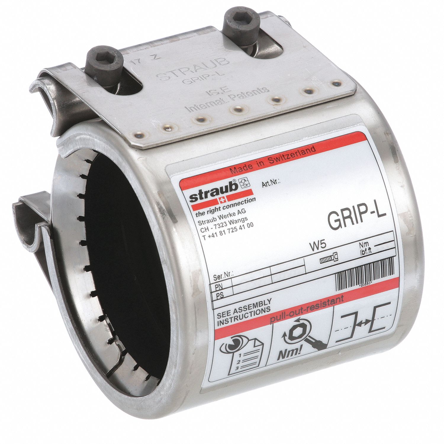 Pipe Coupling: Polished 316 Stainless Steel, For Axial, 2 1/2 in Connection