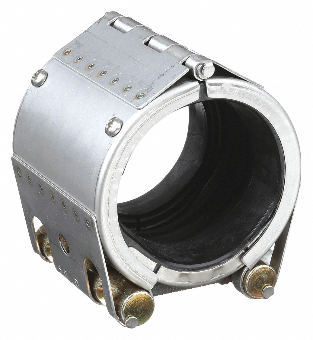 OPEN FLEX WRAP-AROUND PIPE COUPLING: POLISHED 316 SS, FOR AXIAL, 6 IN CONNECTION