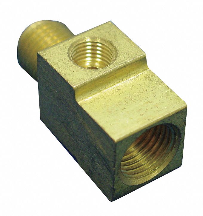 Compression Tee Fitting: 3/16 in OD x 3/16 in OD x 3/16 in Pipe Fitting Size, Brass