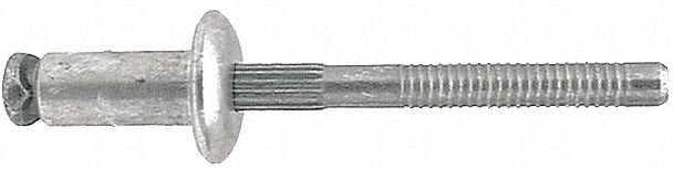 Blind Rivet, 1/4 in dia, PK25: Inch, 0.25 in Shank Dia, Self-Plugging, Countersunk, Aluminum, 25 PK