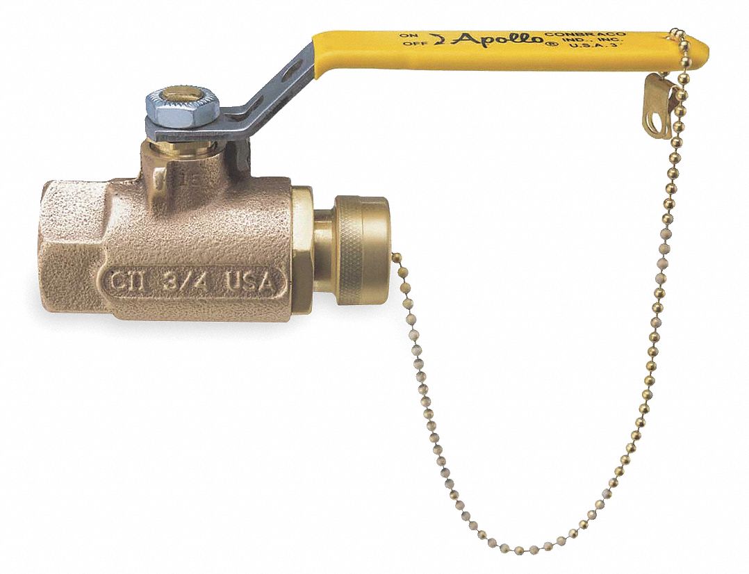 APOLLO Ball Valve, Bronze B584, Inline, 2Piece, Pipe Size 3/4 in, Connection Type FNPT x Hose
