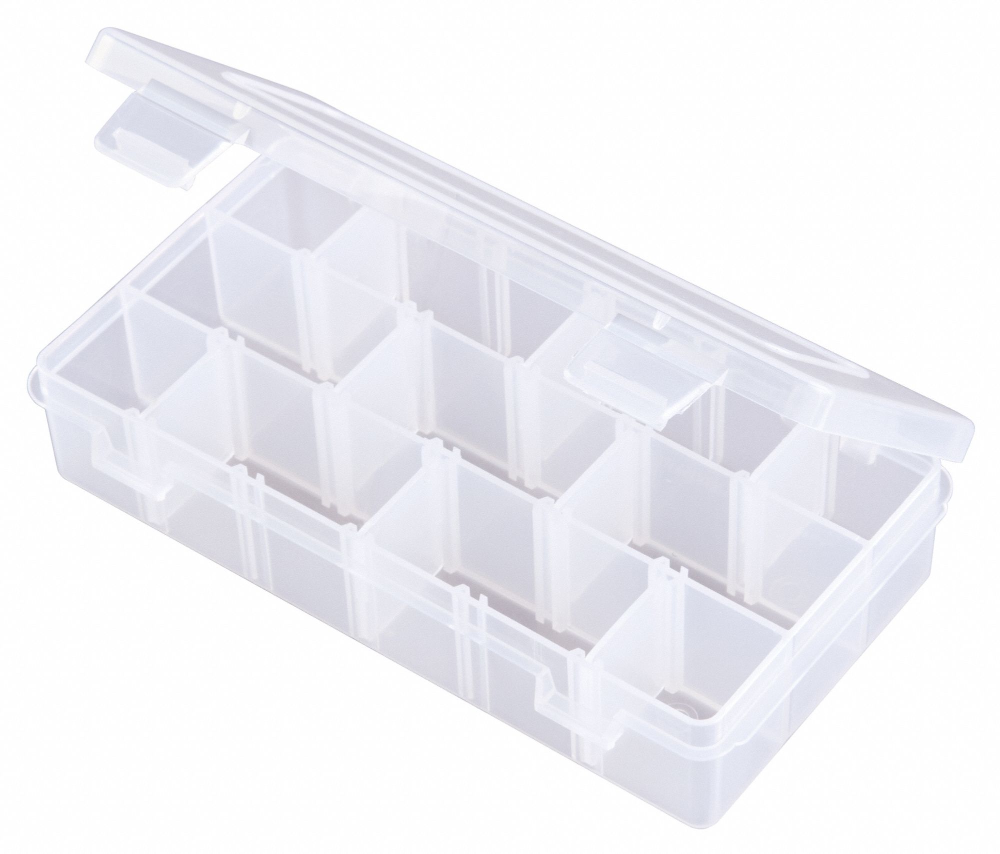 FLAMBEAU Adjustable Compartment Box: 7 in x 1 1/2 in, Clear, 18 ...