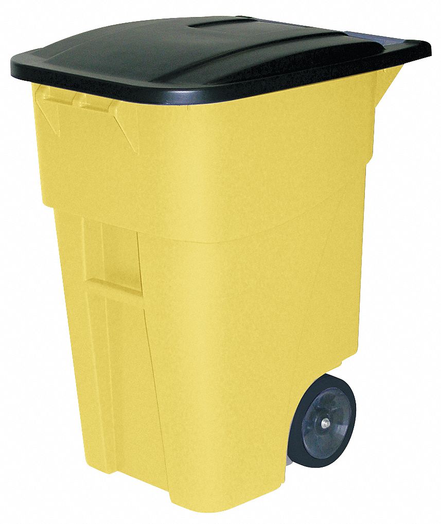 Rubbermaid Commercial 13 gal. Yellow Plastic Rectangular Trash Can 1883575