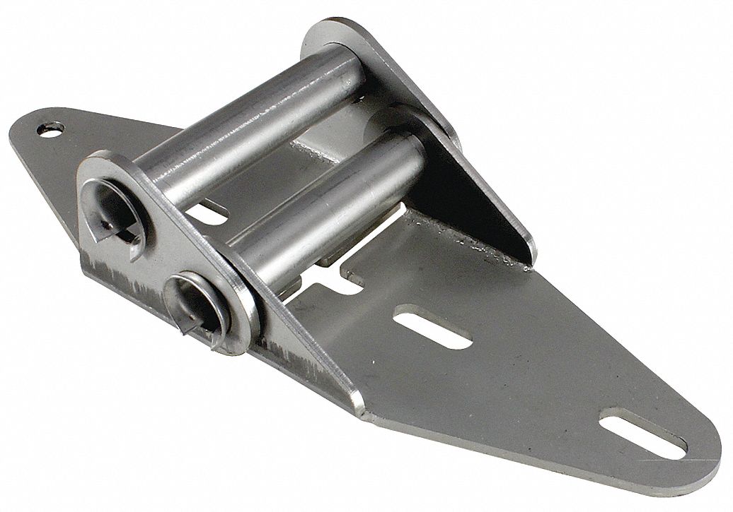 Garage Door Hinge: Stainless Steel, 7 1/2 in Leaf Ht, Rounded, 2 PK