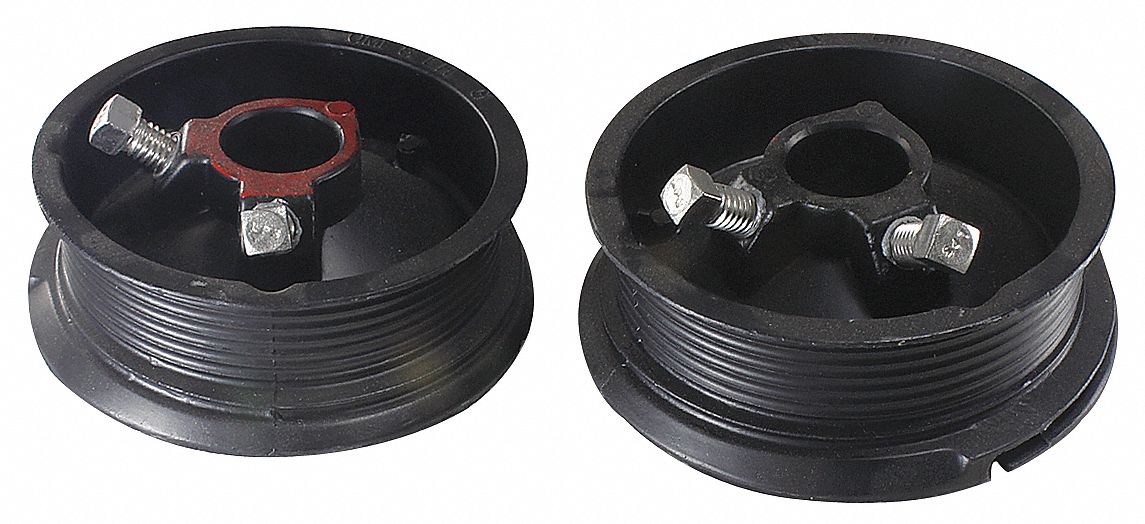 Cable Drum: Aluminum, 265 lb Load Rating - Max, 4 in Outside Dia, 2 PK