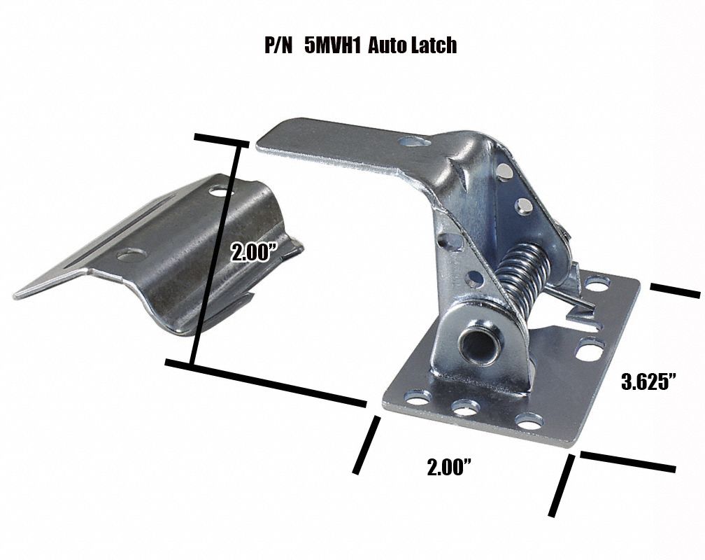 AMERICAN GARAGE DOOR SUPPLY Automatic Latch with Strike, Steel, Zinc, 2 in Width (In.) 5MVH1