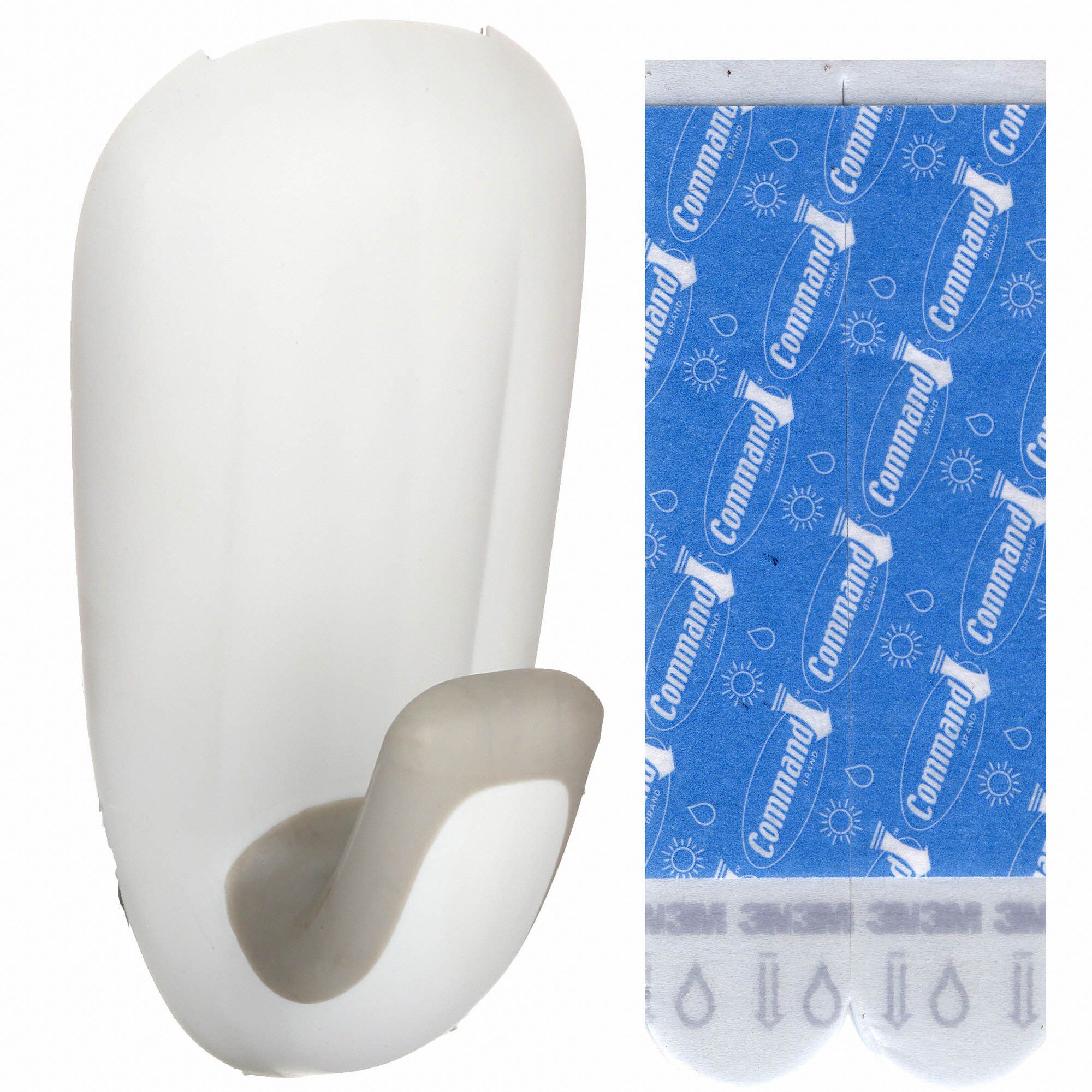 COMMAND Bathroom Hook 1 Hooks, Molded Plastic, Glossy, 7 1/2 lb
