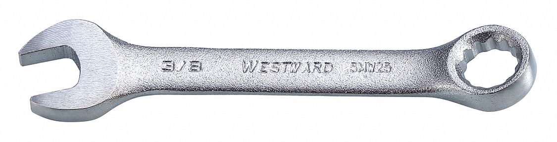 Combination Wrench: Alloy Steel, Satin, 3/8 in Head Size, 3 3/4 in Overall Lg, Offset
