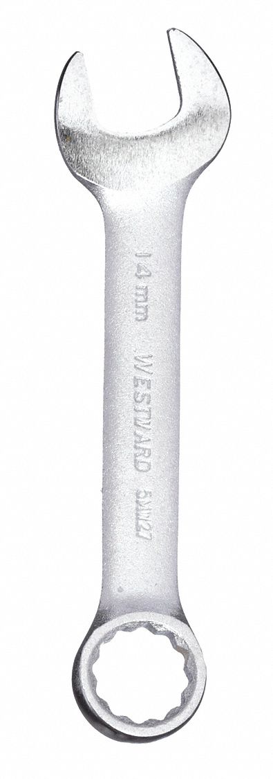 COMBINATION WRENCH, ALLOY STEEL, SATIN, 14 MM HEAD SIZE, 4 3/8 IN OVERALL L, OFFSET