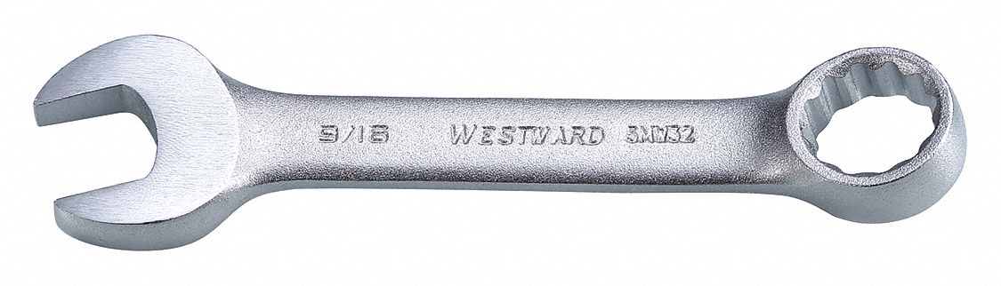 Combination Wrench: Alloy Steel, Satin, 9/16 in Head Size, 4 3/8 in Overall Lg, Offset