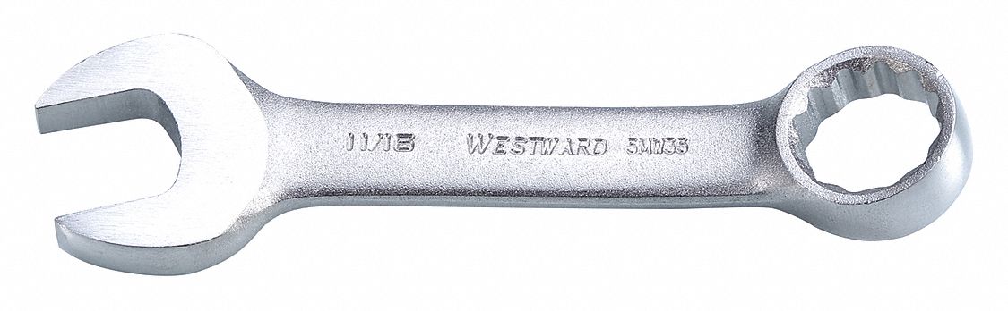 Combination Wrench: Alloy Steel, Satin, 11/16 in Head Size, 5 in Overall Lg, Offset