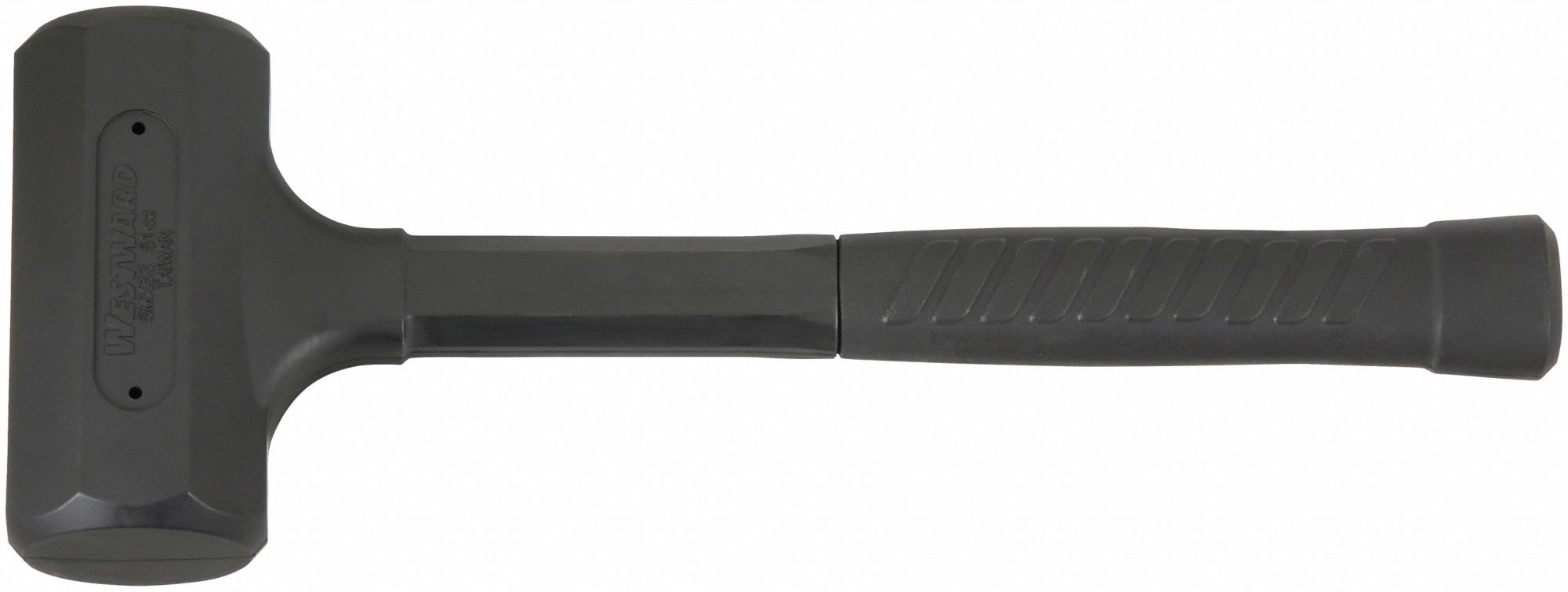 DEAD BLOW HAMMER, STEEL HANDLE, 3¼ LB HEAD WT, 2 IN HAMMER FACE DIA, 14 IN OVERALL L, RUBBER