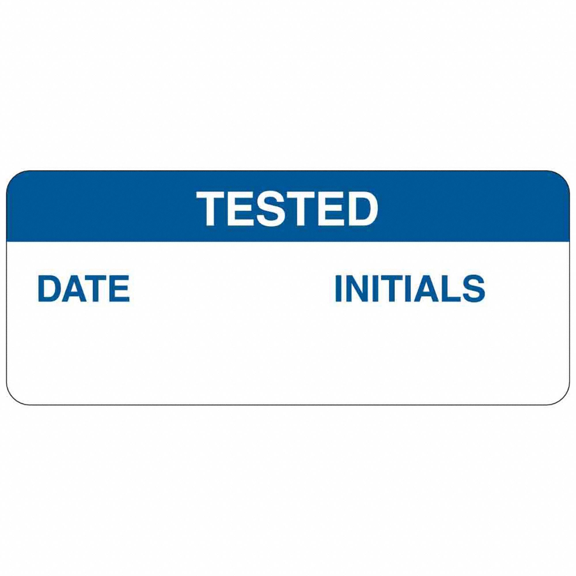 Inspection Label: 1 1/2 in Wd, 5/8 in Ht, Blue/White, Rectangle, Matte, Polyester, Indoor, 364 PK