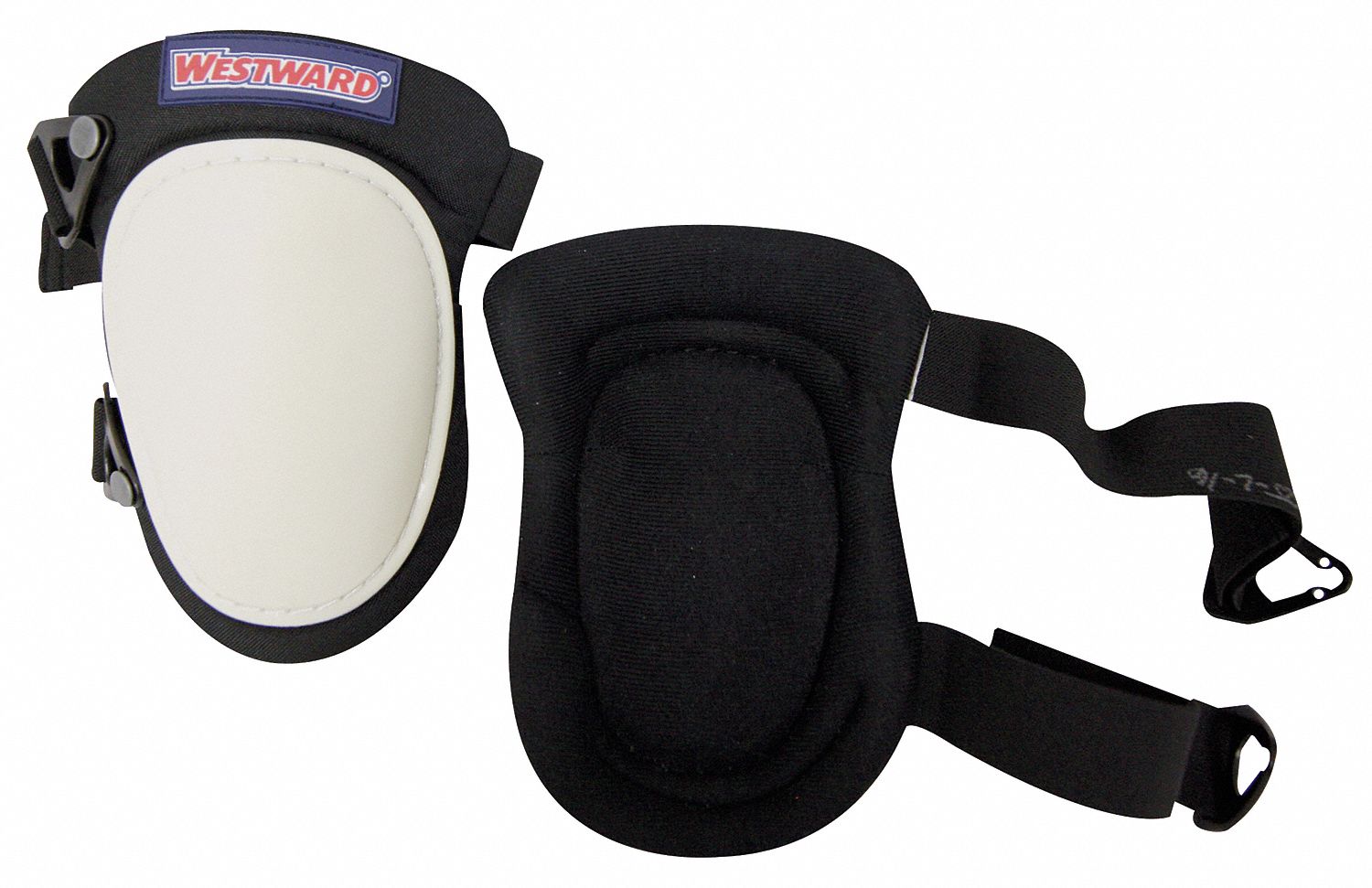 WESTWARD Swivel 2Strap Knee Pads, Black/White, Universal 5MZH65MZH6