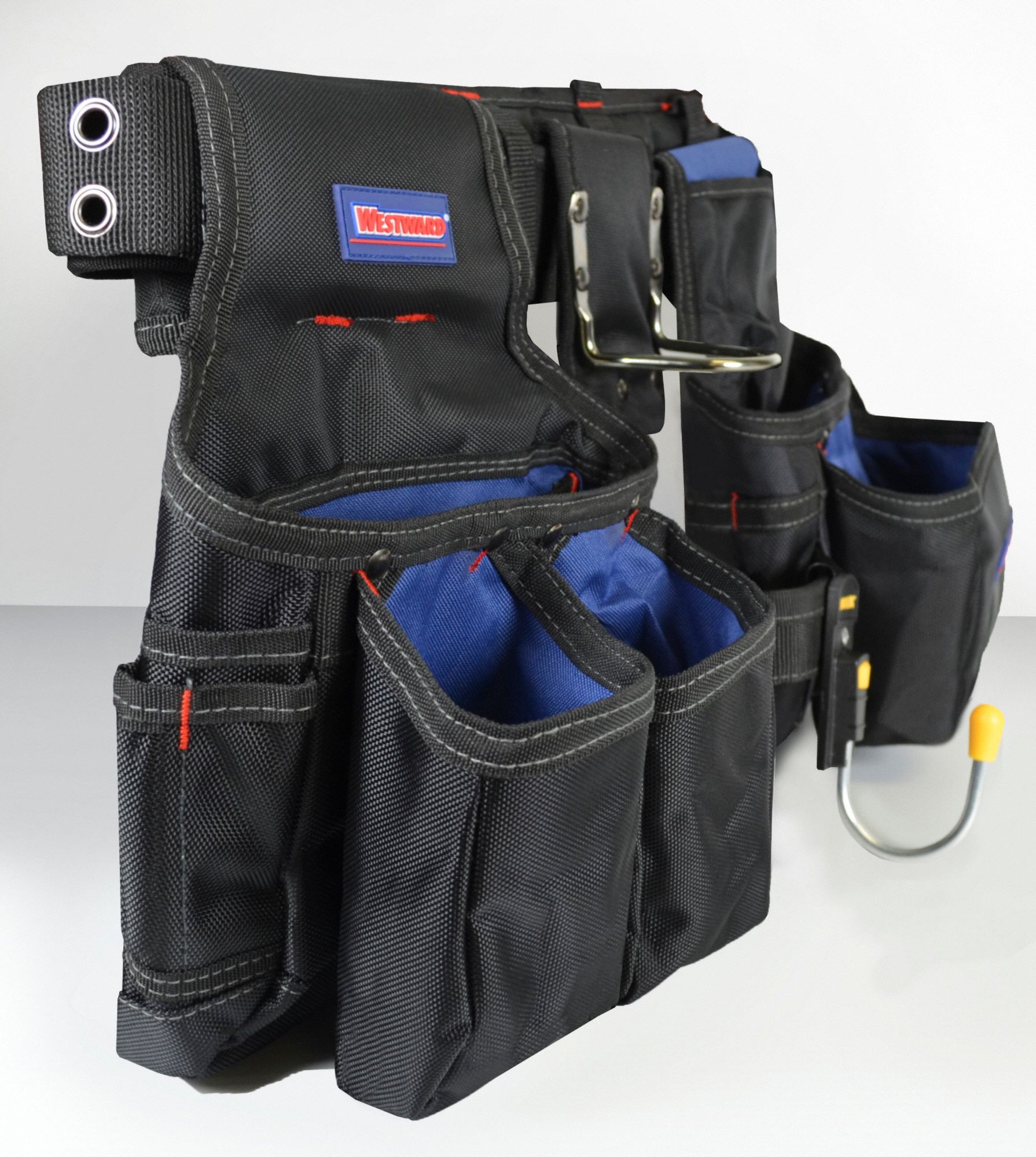 WESTWARD Black/Blue Carpenters Tool Rig w/Belt, Polyester, 32 in to 54