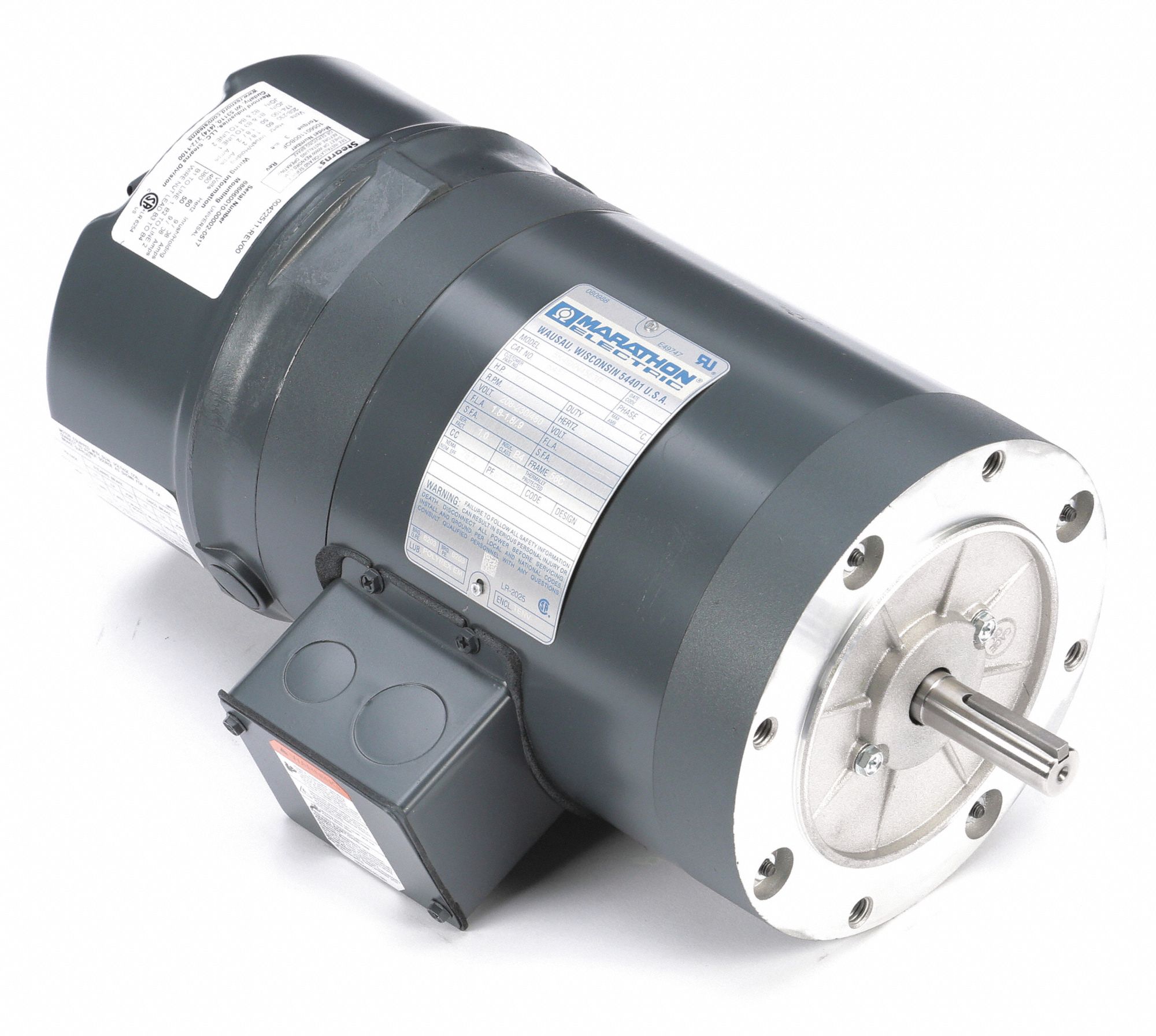 MARATHON MOTORS Brake Motor, 1/2 HP, 3Phase, Nameplate RPM 1,725
