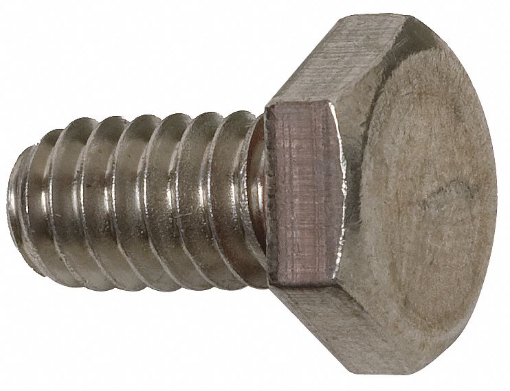 Hex Head Cap Screw: Stainless Steel, 18-8, Plain, 1/4"-20 Thread Size, 1/2 in lg, 5 PK