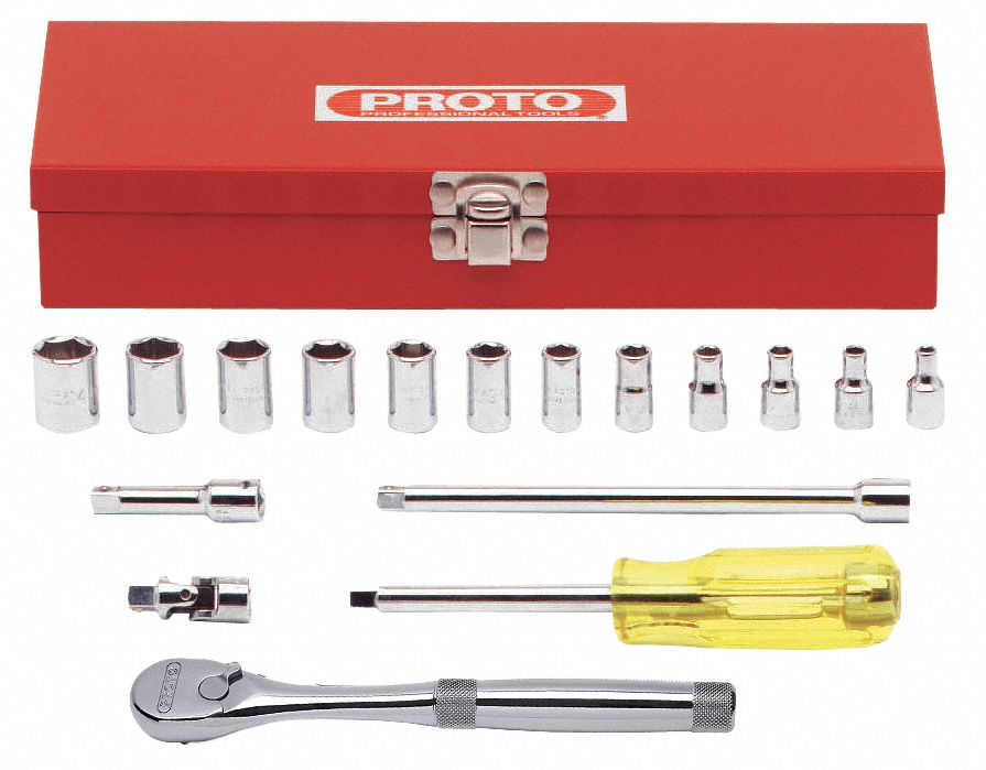 PROTO, 1/4 in Drive, 17 Piece, Socket Wrench Set - 5NAV2|J47204XL ...