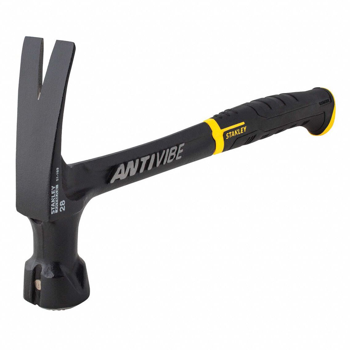 STANLEY Straight Claw Hammer: Steel, Textured Grip, Steel Handle, 28 oz ...