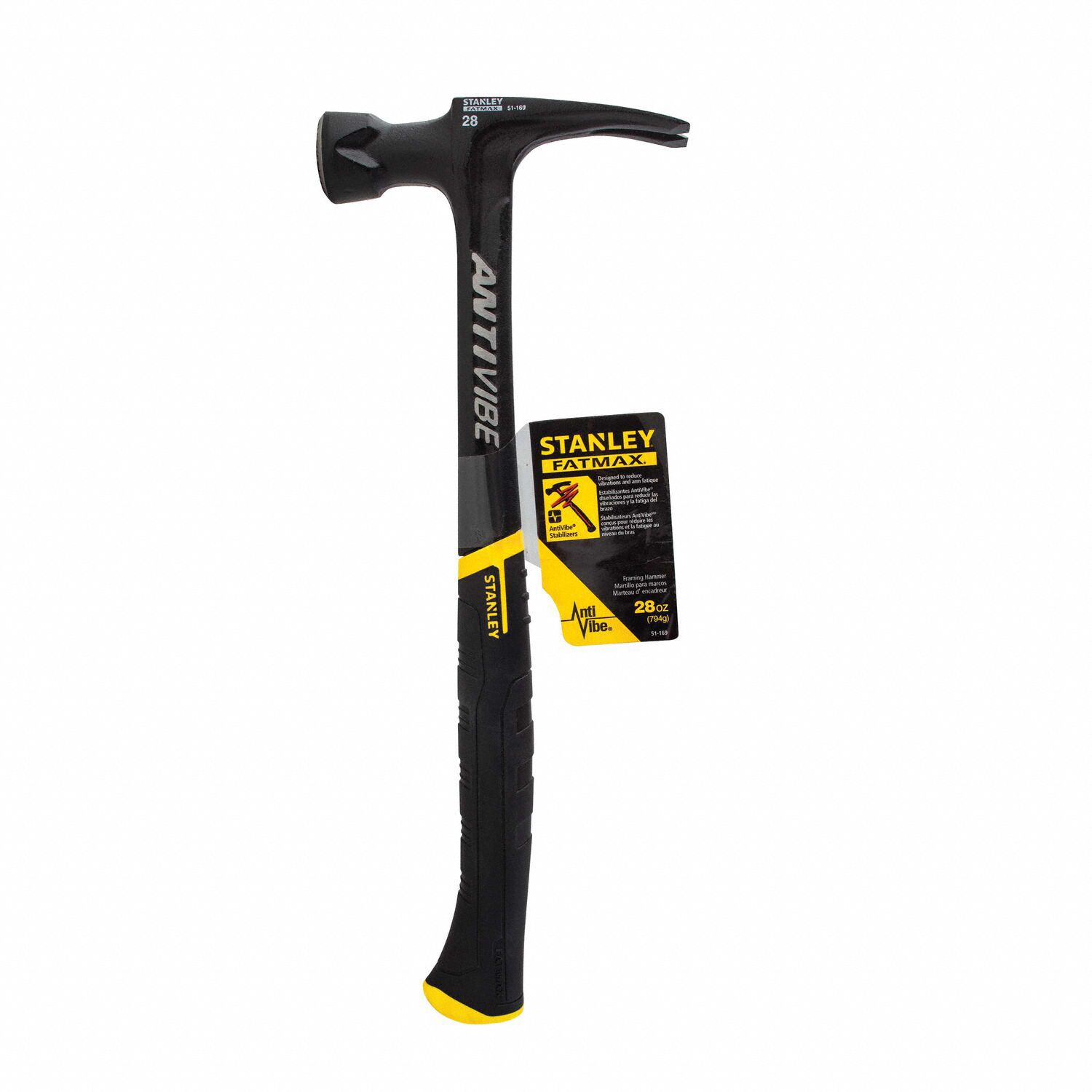 STANLEY Straight Claw Hammer Steel, Textured Grip, Steel Handle, 28 oz