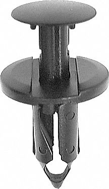 Push-In Rivet, Black, Dome, 20mm L, PK25: Metric, Keyhole, Dome, 8.6 mm Shank Dia, Nylon, Black, 25 PK