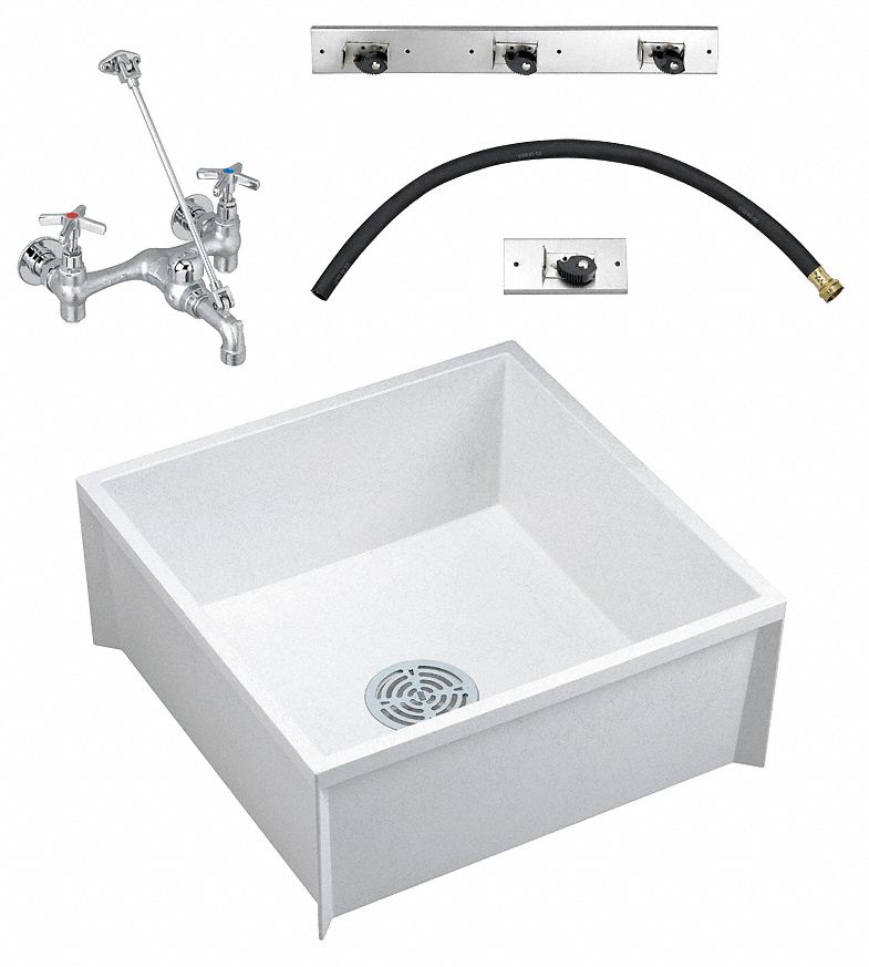 Fiat Products 24 X 24 X 10 White Mop Sink Kit 9 1 2 Bowl