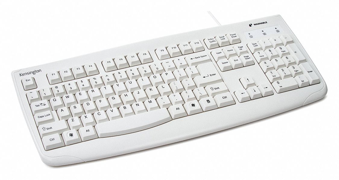 KENSINGTON, USB Connection, White, Keyboard 5NGL1K64406US Grainger