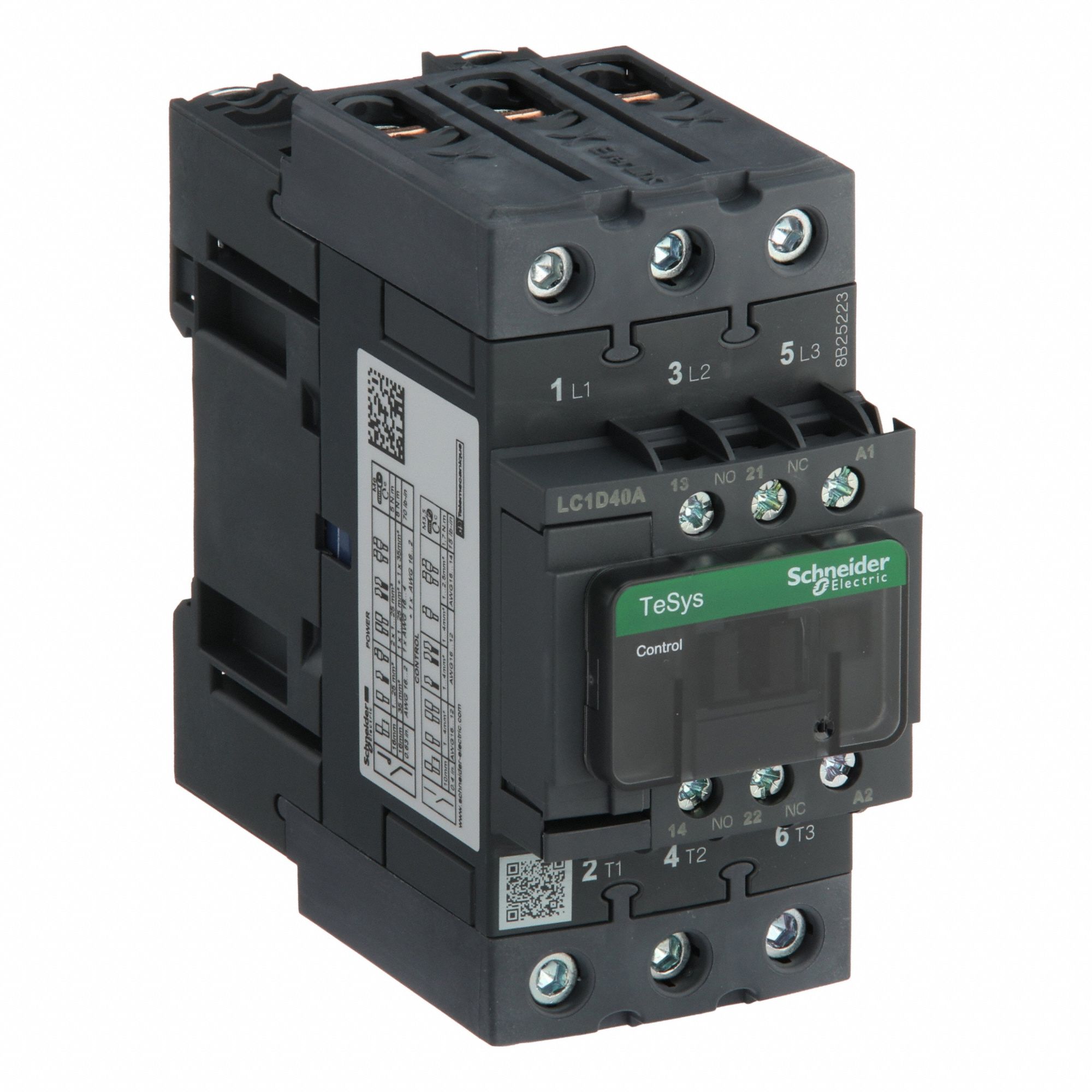 IEC Magnetic Contactor: Non-Reversing, 3 Poles, 3NO Contacts, 40 A, 120V AC Coil