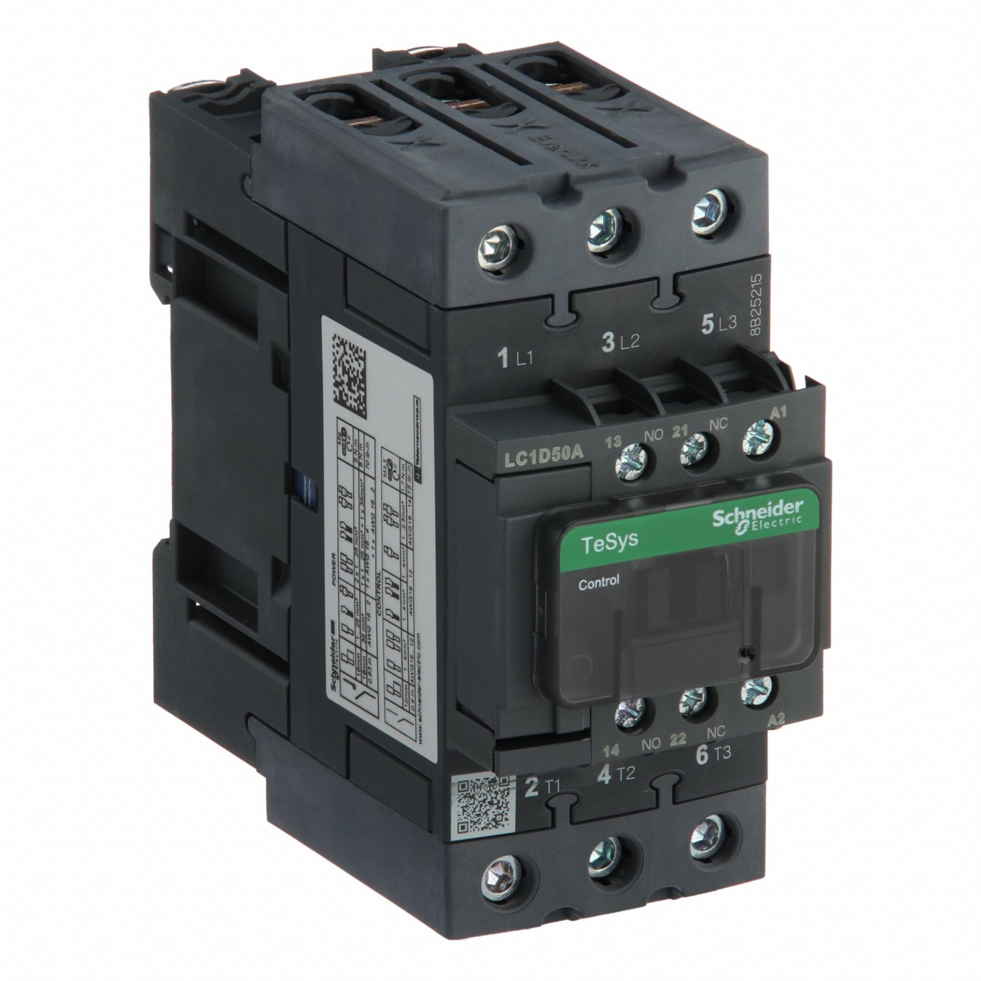 IEC Magnetic Contactor: Non-Reversing, 3 Poles, 3NO Contacts, 50 A, 120V AC Coil