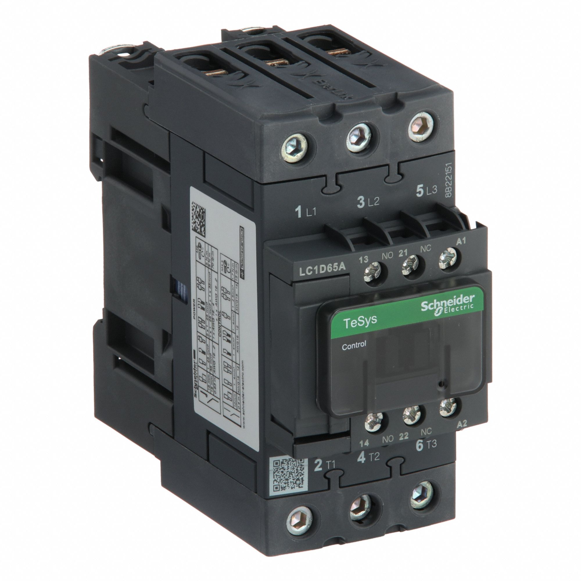 IEC Magnetic Contactor: Non-Reversing, 3 Poles, 3NO Contacts, 65 A, 120V AC Coil