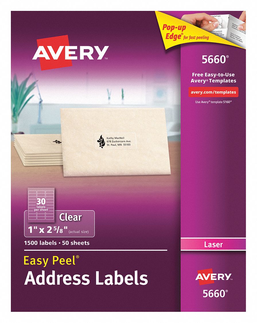 AVERY 5 660 Avery Template Clear Laser Label 5NHG6 727825660 