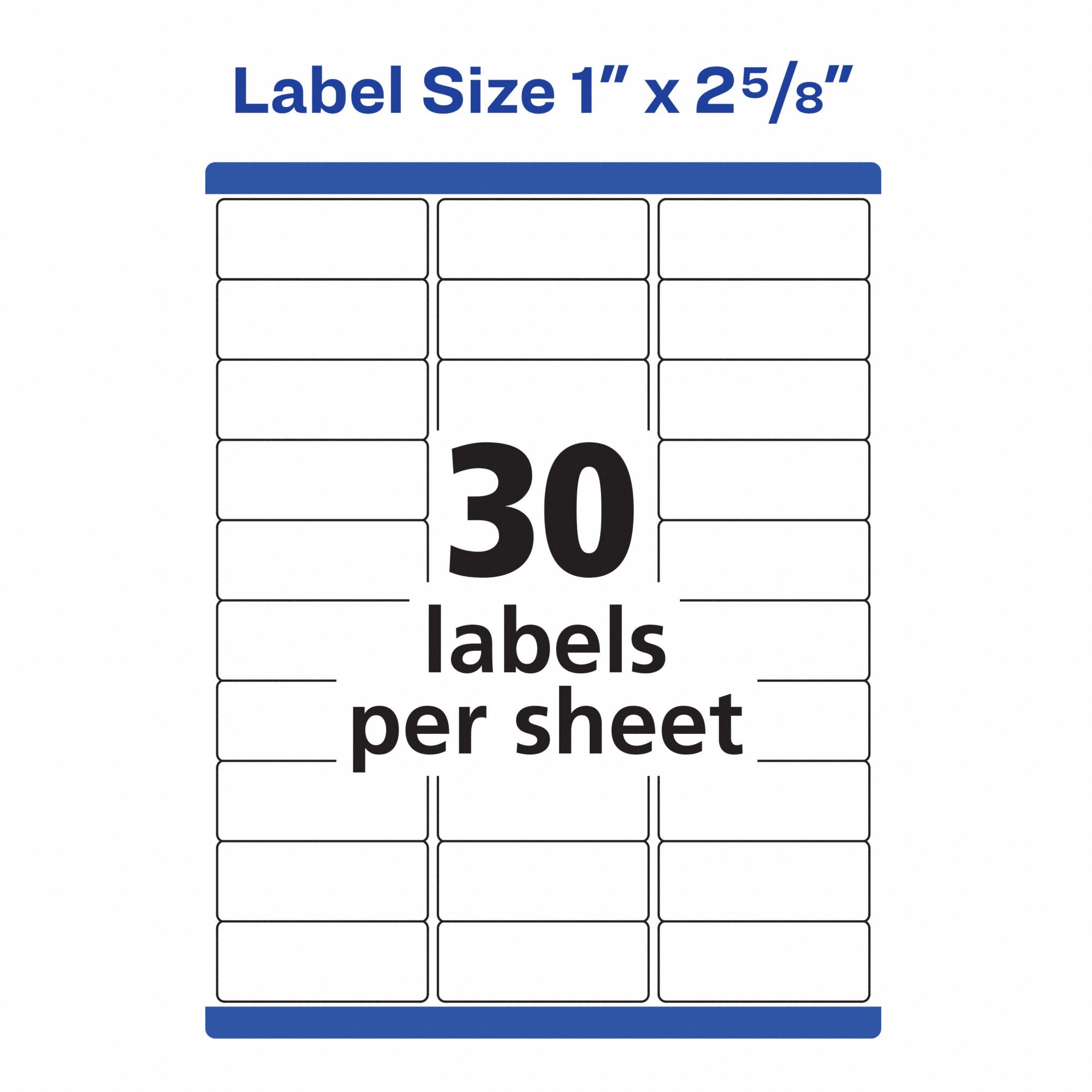 AVERY Laser Label 5,520 Avery Template , White, 1 in Label Ht, 2 5/8
