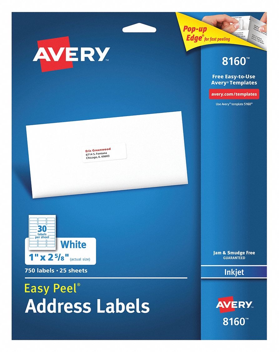 AVERY, 8,160 Avery Template , White, Inkjet Label 5NHJ6727828160