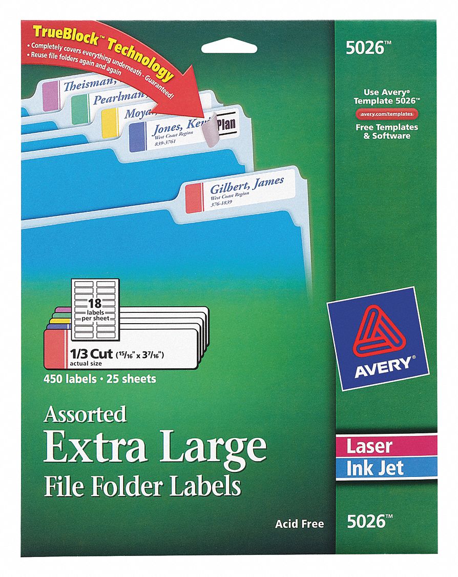 AVERY Laser/Inkjet Label 5,026 Avery Template , Blue/Green/Purple/Red