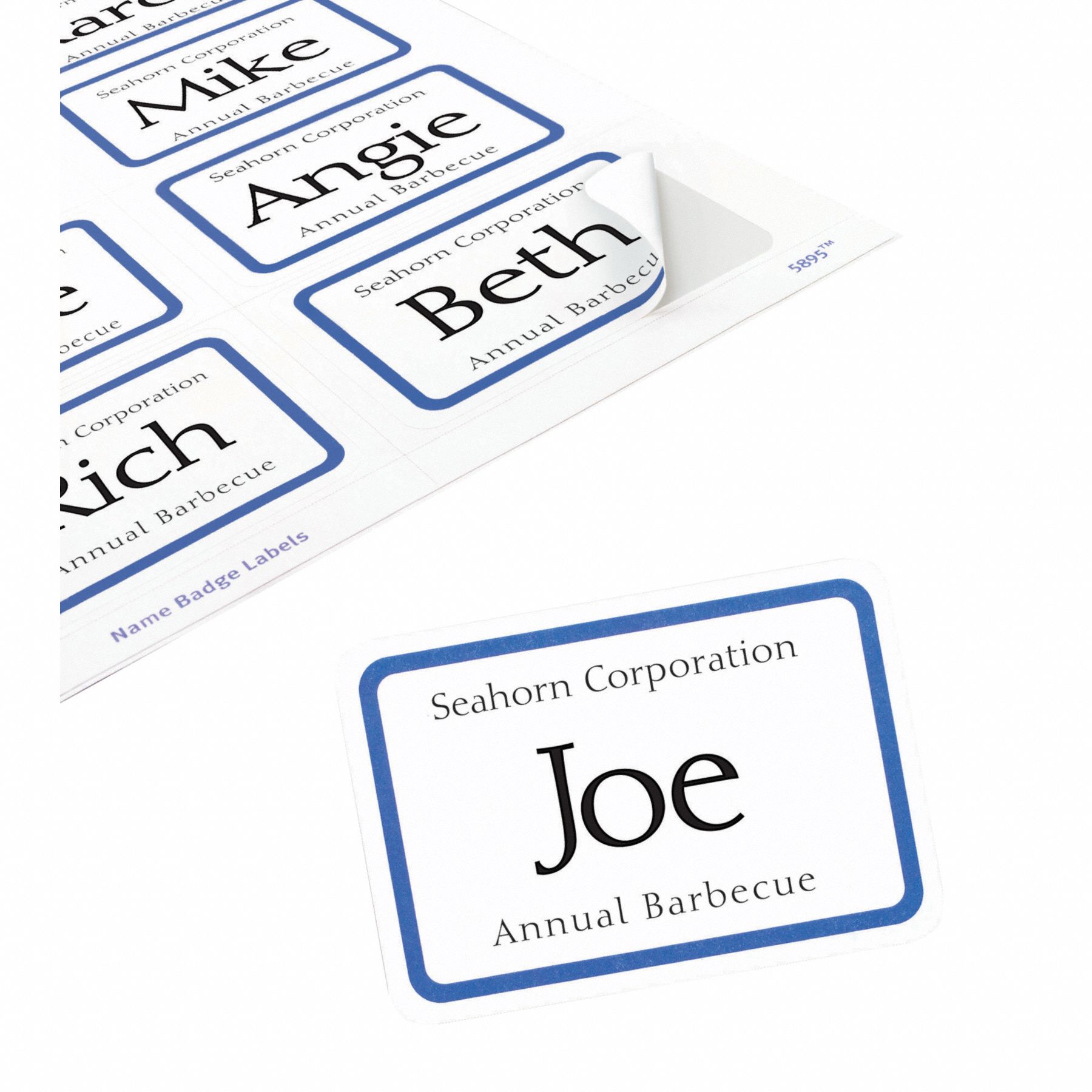 AVERY Name Badges Sticker Name Badge, 2 1/3 in Ht, 3 3/8 in Wd, White