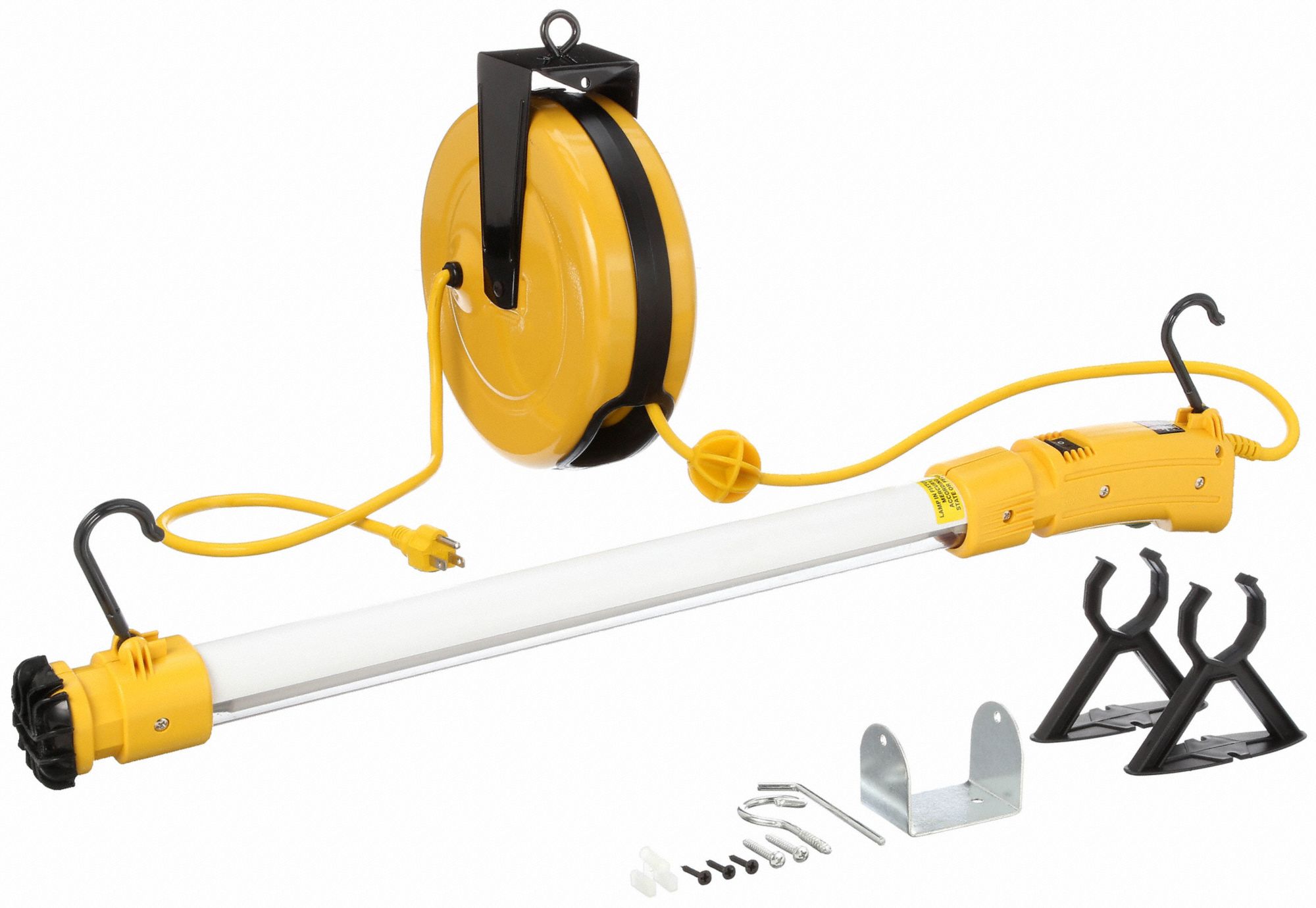 LUMAPRO Extension Cord Reel with Hand Lamp, Fluorescent Lamp, 15 W Lamp Watts, 120V AC 5NKR8