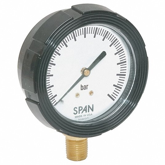 SPAN LFS-210-100 BAR-G Pressure Gauge,0 to 100 Bar,2-1/2In 