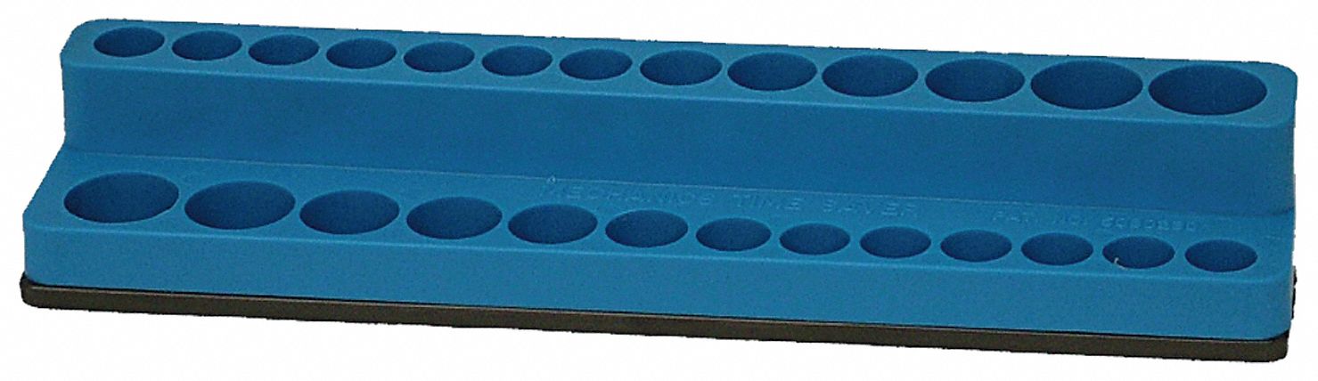 TOOL ORGANIZER,SOCKETS,1/4 DR,BLUE,