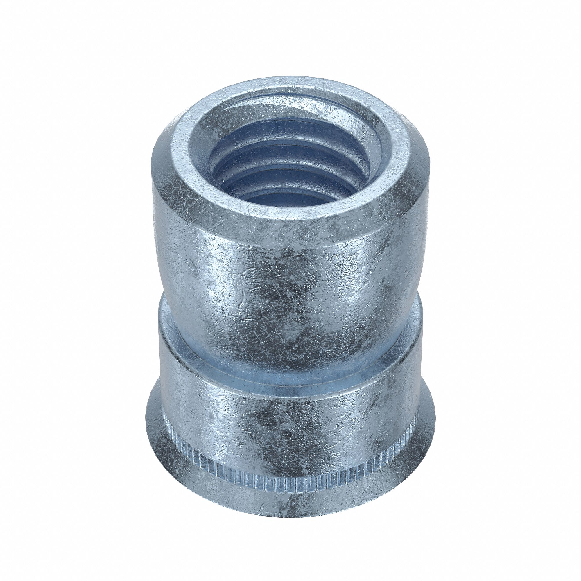 NUT INSERT, #10-32 THREAD, ⅝ IN OVERALL L, 9/32 IN INSERT DIA, STEEL, ZINC PLATED, 100 PK