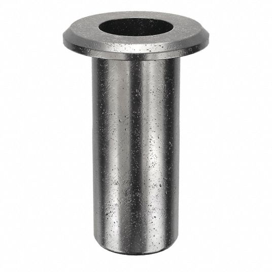 Rivet Nut: #10-24 Thread Size, 39/64 in Overall Lg, 1/4 in Insert Dia,  Steel, Plain, Steel, 50 PK