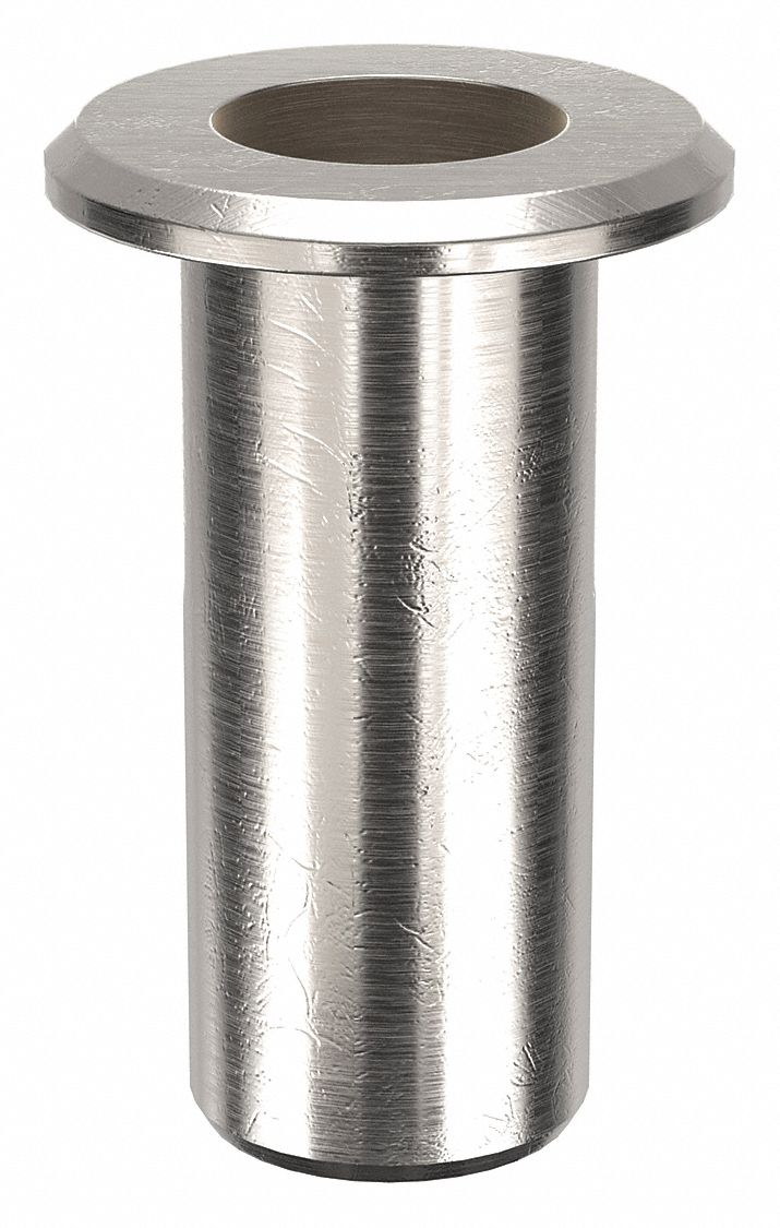 Rivet Nut: #10-32 Thread Size, 19/32 in Overall Lg, 1/4 in Insert Dia, Aluminum, Plain, Plain, 50 PK