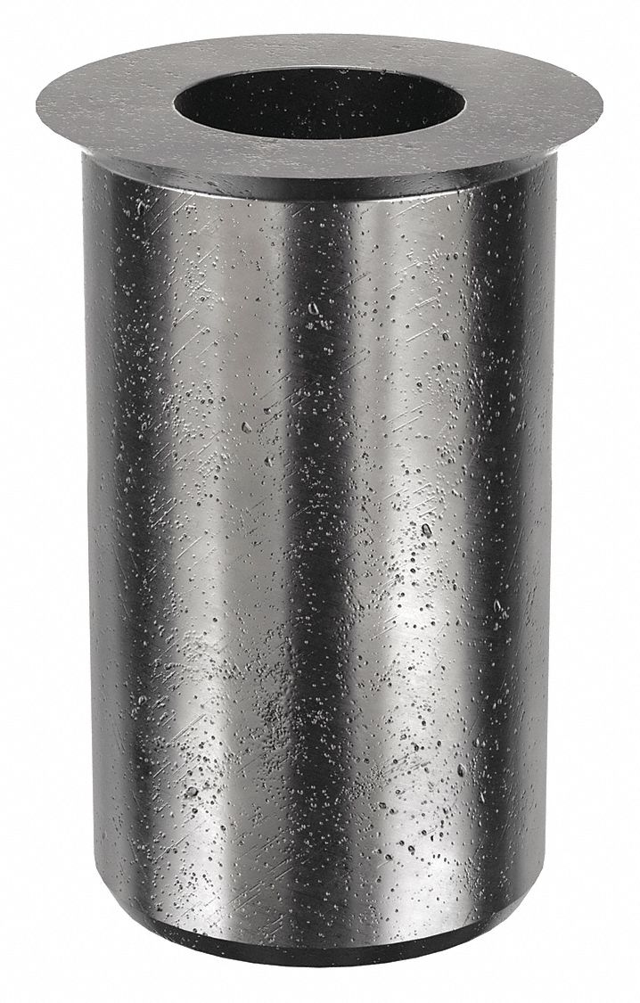 Rivet Nut: #6-32 Thread Size, 27/64 in Overall Lg, 1/4 in Insert Dia, Steel, Plain, Steel, 50 PK