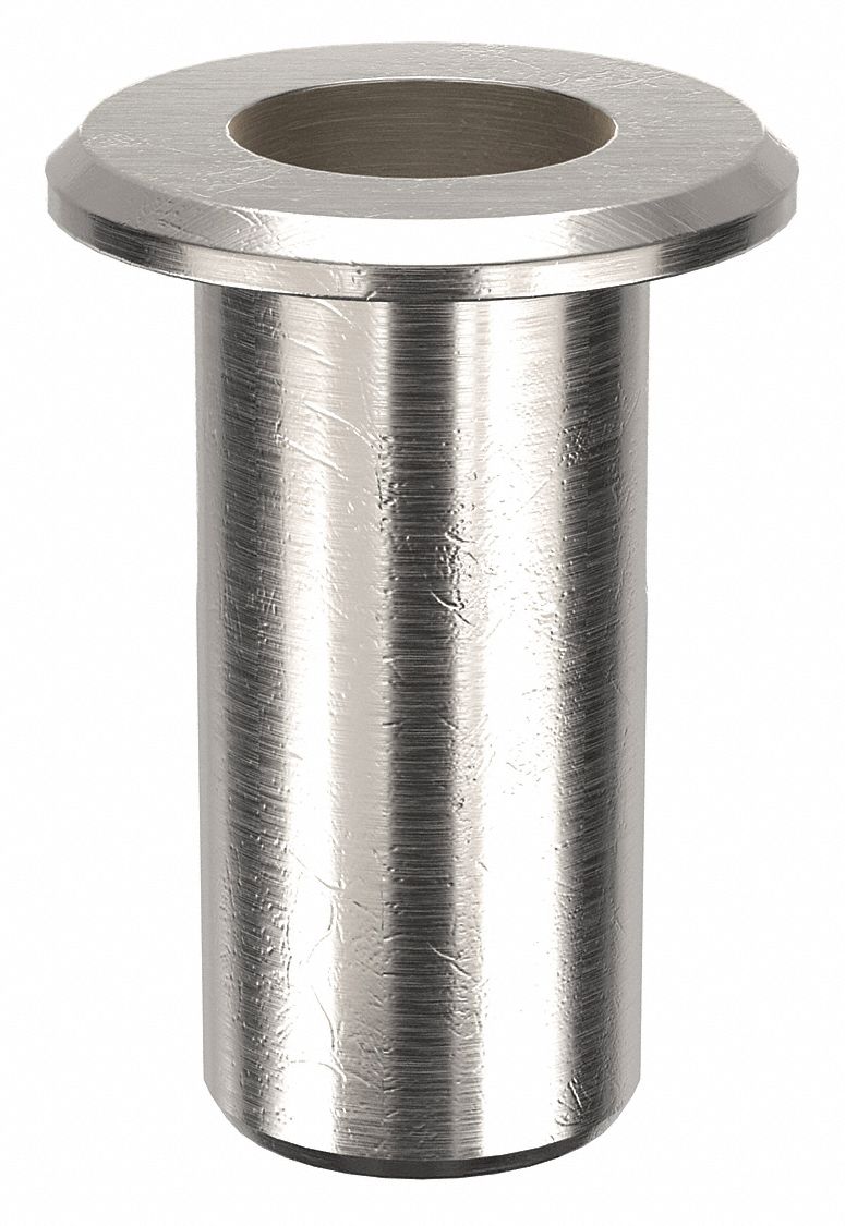 RIVET NUT, #10-24 THREAD, 17/32 IN OVERALL L, ¼ IN INSERT DIA, ALUMINUM, PLAIN FINISH, 100 PK