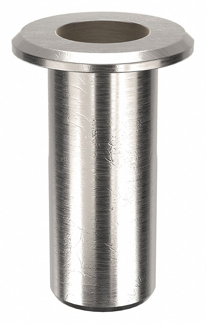 Rivet Nut: #10-24 Thread Size, 19/32 in Overall Lg, 1/4 in Insert Dia, Aluminum, Plain, Plain, 50 PK